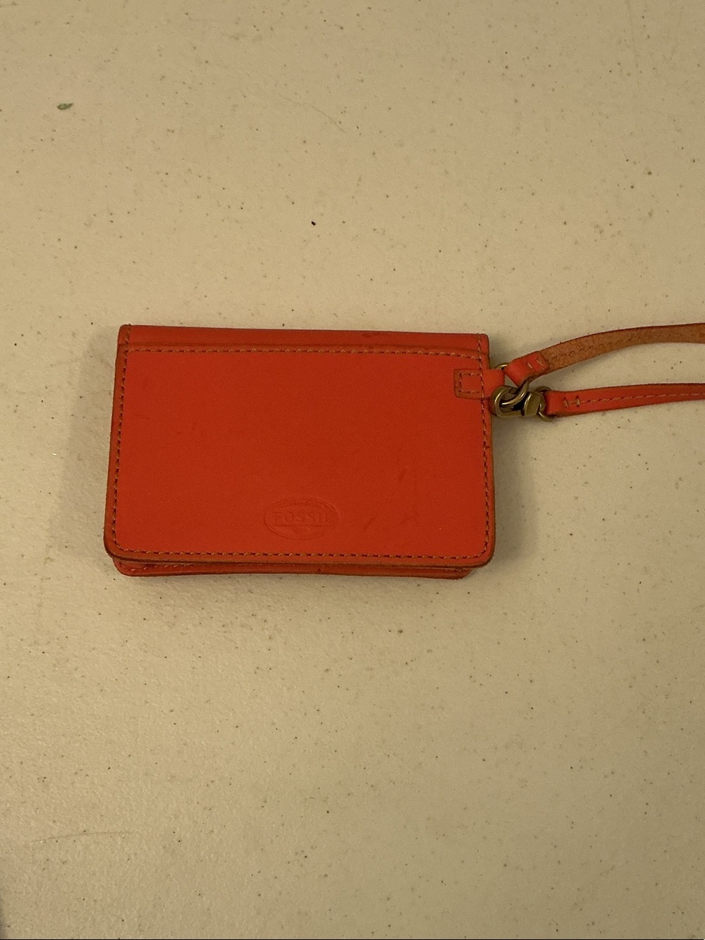 Fossil Orange Leather Wristlet Clutch with Turn-Lock - Picture 2 of 5
